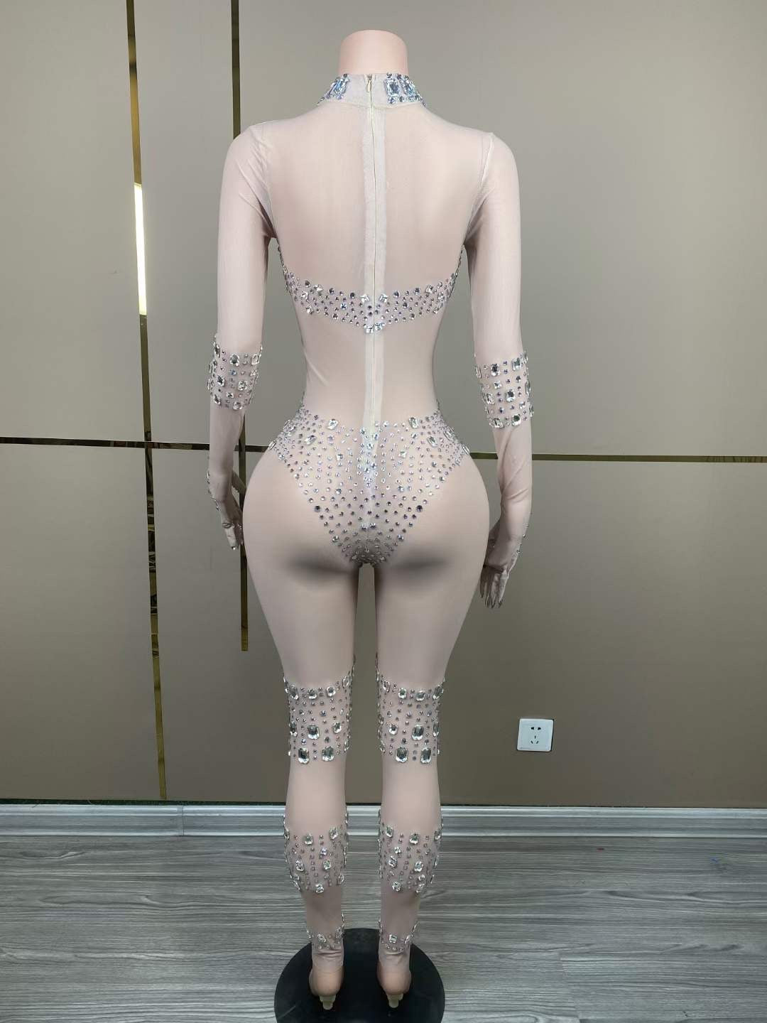 Elisa Crystal Bodysuit Nude