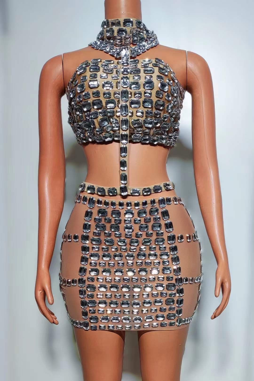 Silver Crystal 2 Piece Dress