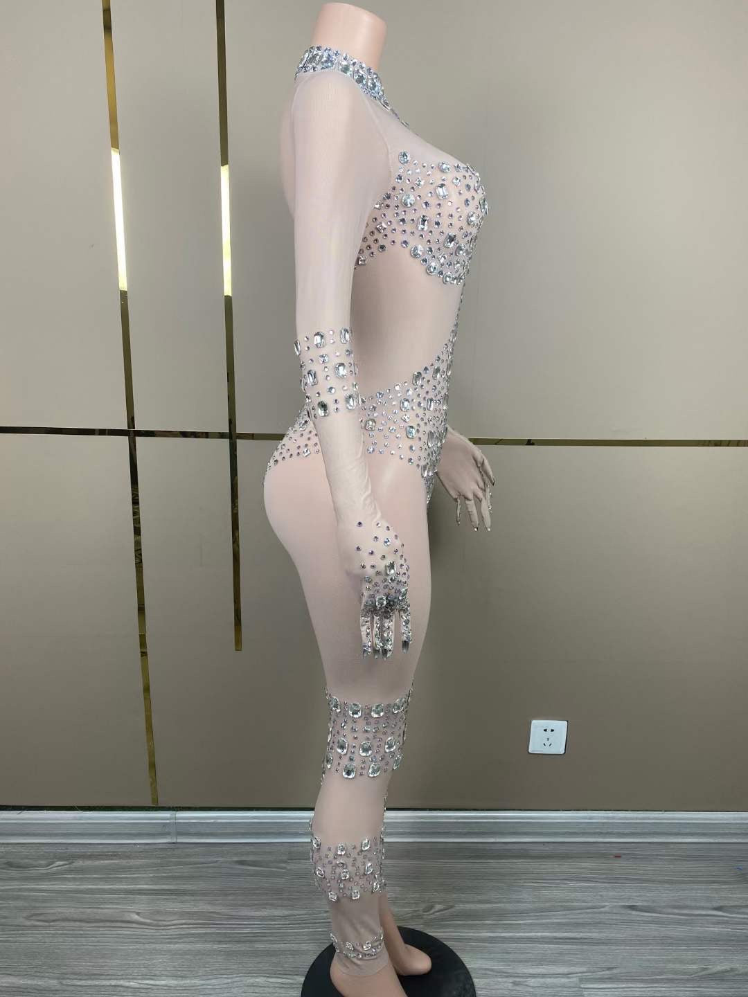 Elisa Crystal Bodysuit Nude