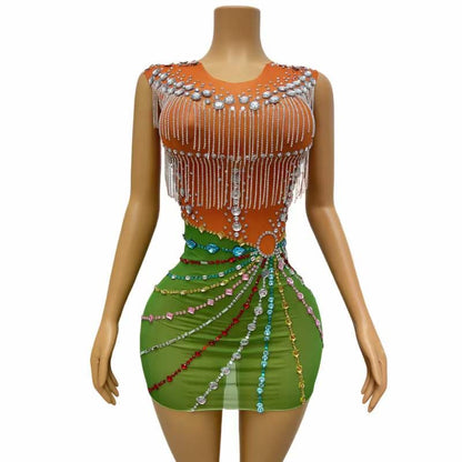 MoBay Dress Orange and Green