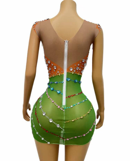 MoBay Dress Orange and Green