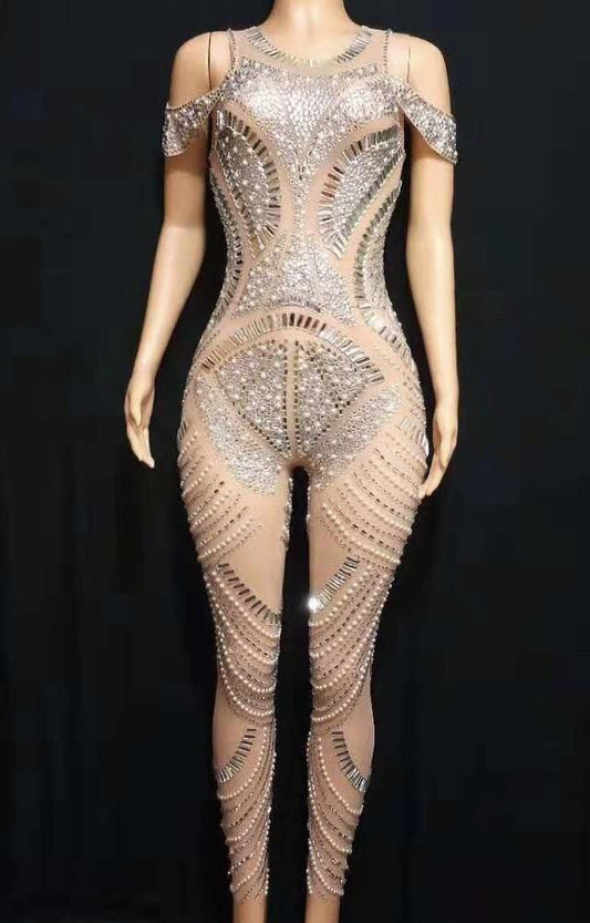 Diamond bocks mesh bodysuit