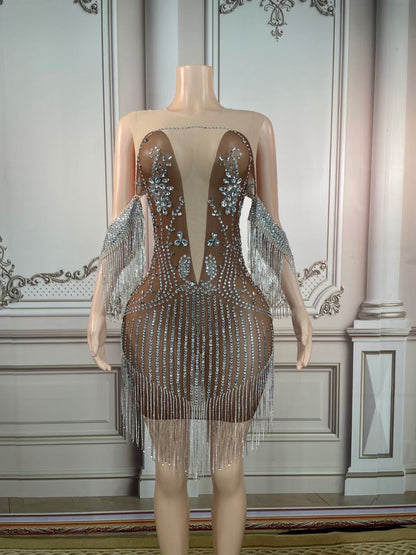 Lycra Non See-Through Brown Ice Dress