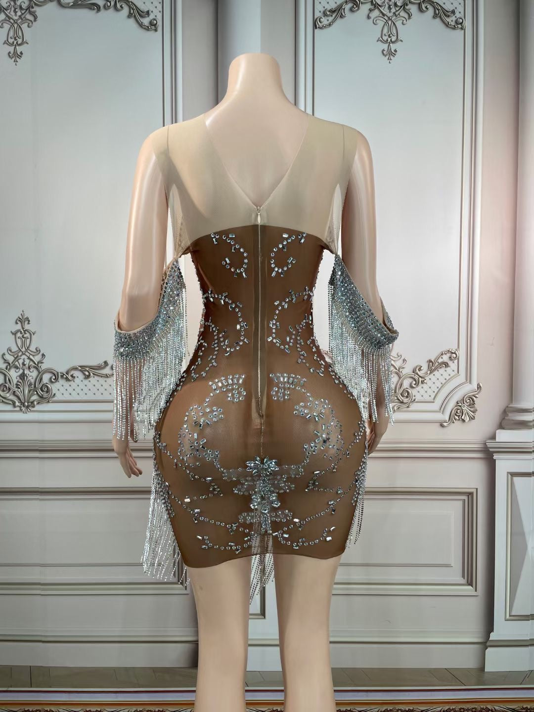 Lycra Non See-Through Brown Ice Dress