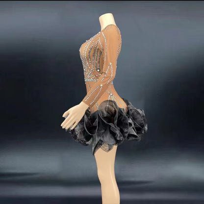 Last Dance Dress Black and Darker nude