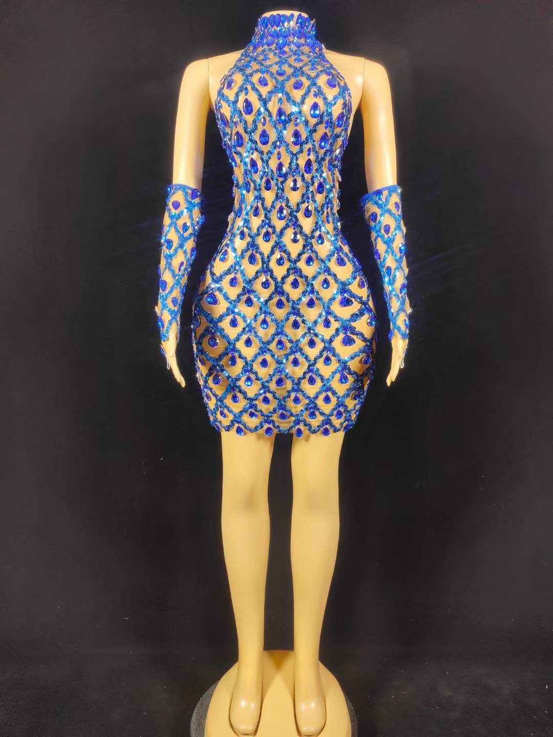 Neil Toni Short Dress Blue Gloves Included