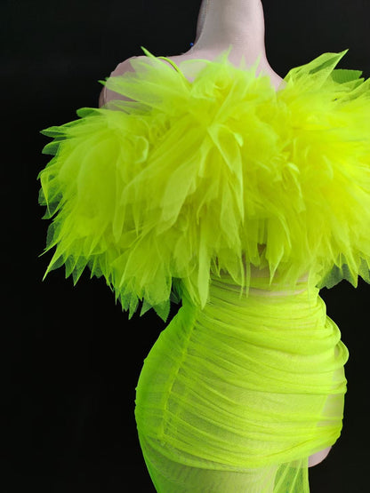 Puff Puff Dress Neon Green