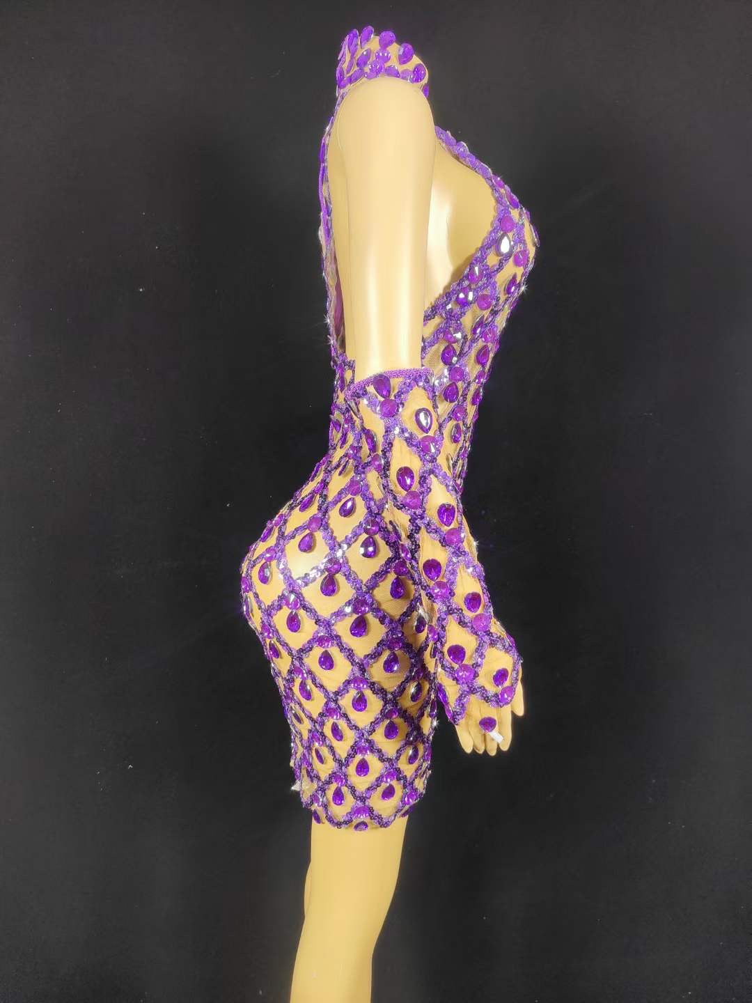 Neil Toni Short Dress Purple Gloves Included