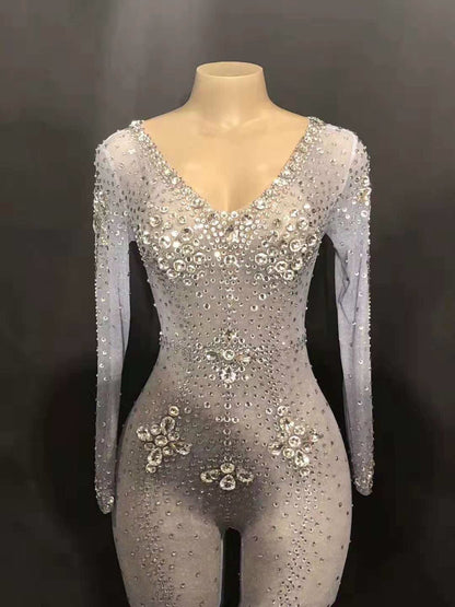 Glitz bodysuit silver