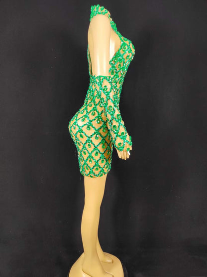 Neil Toni Short Dress Green Gloves Included