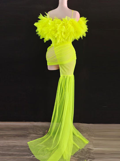 Puff Puff Dress Neon Green