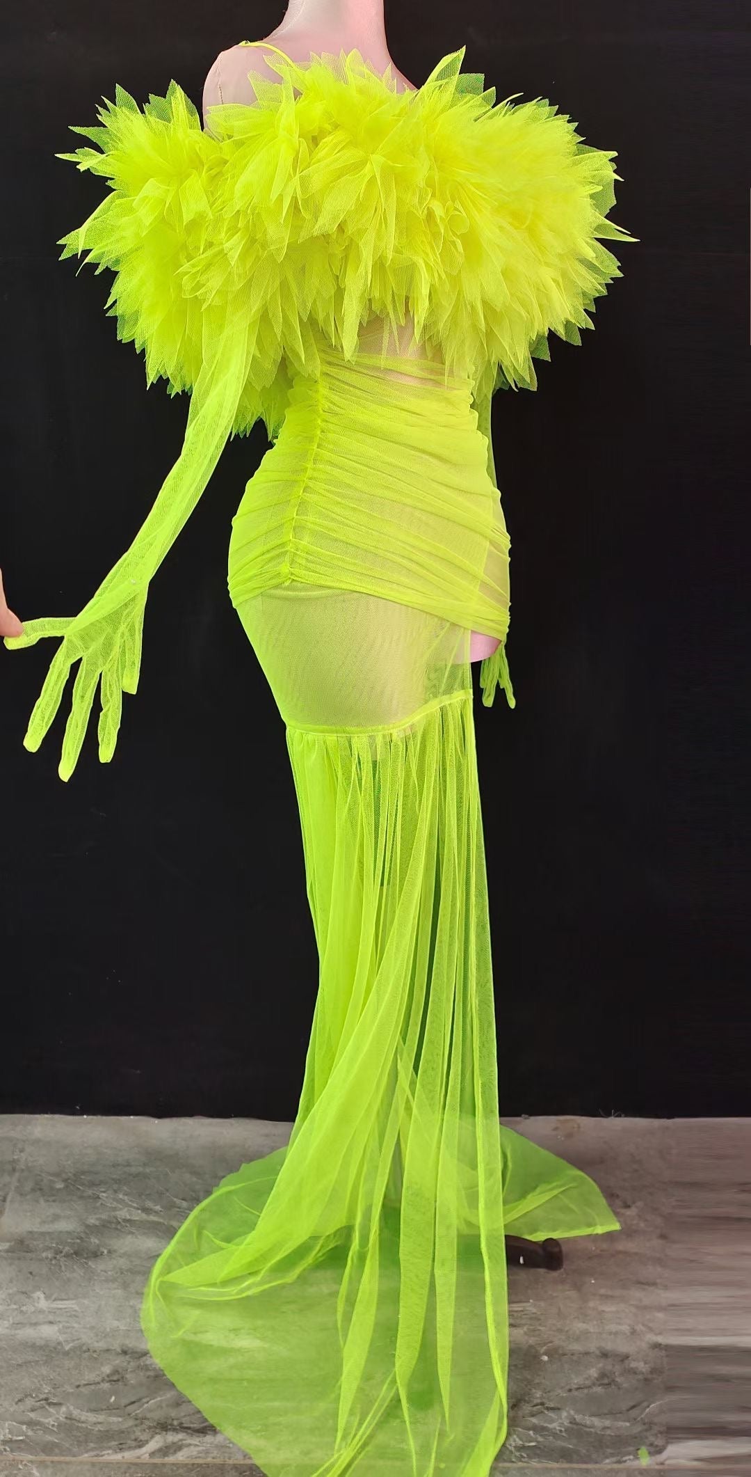 Puff Puff Dress Neon Green