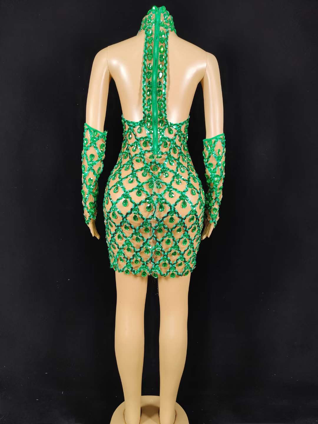 Neil Toni Short Dress Green Gloves Included