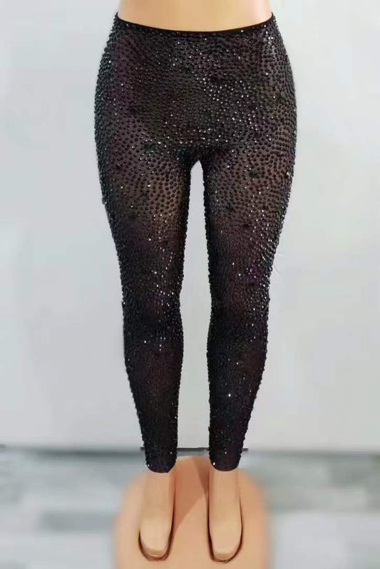 Donatella Crystal Leggings Black Premium Quality