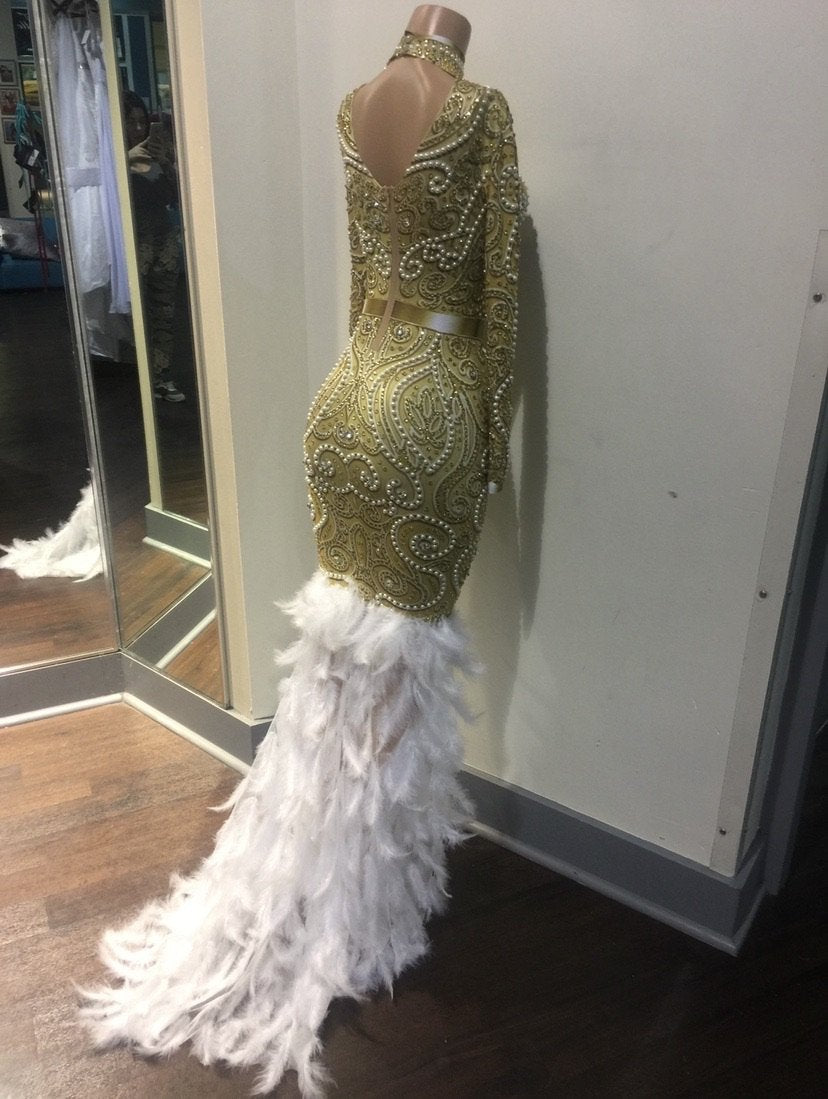 Gold angels crystals dress prom/wedding