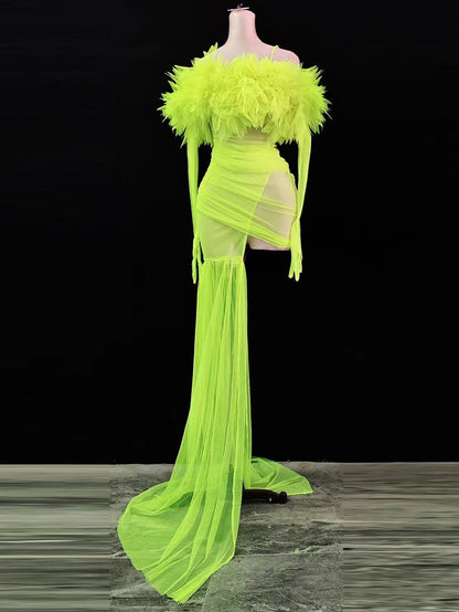 Puff Puff Dress Neon Green