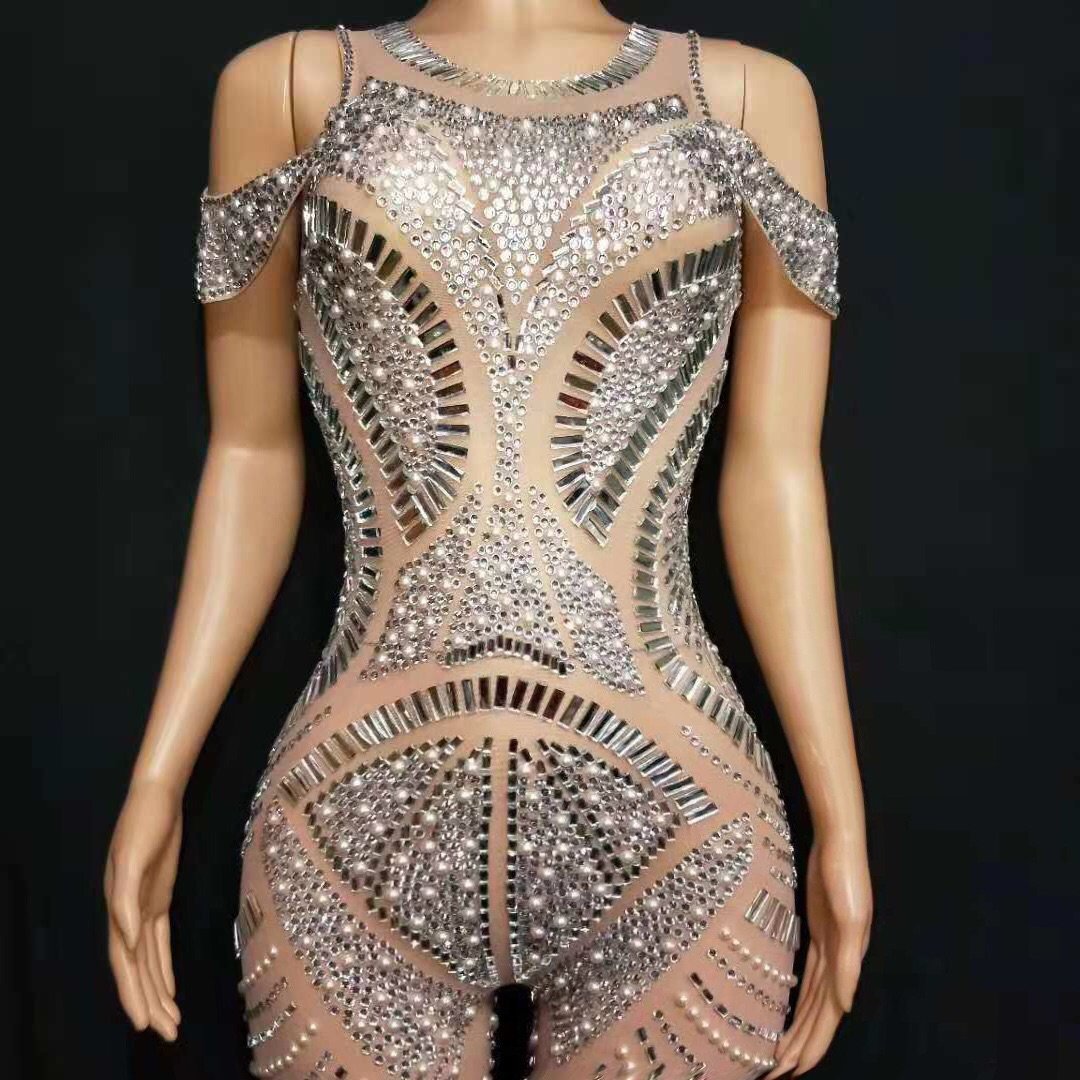 Diamond bocks mesh bodysuit