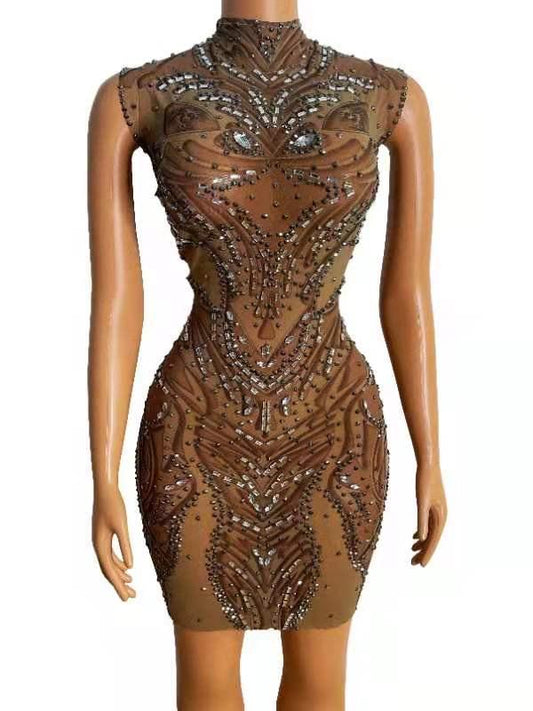 Arabi Dress Brown Lycra non see-through