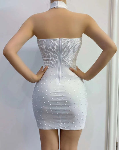 Chilly white knee length dress