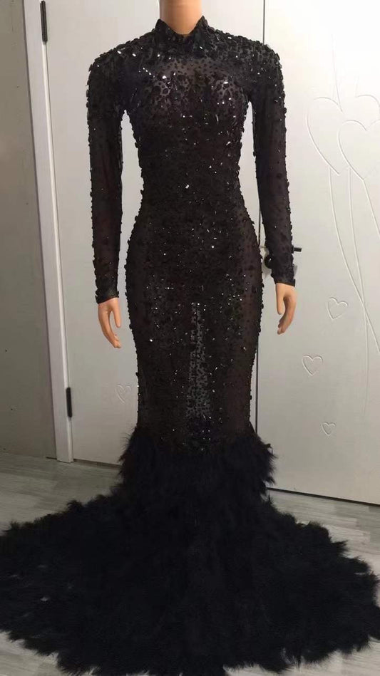 Alba Queen Long Dress Black Lycra Non See-Through Delayed 5 Days