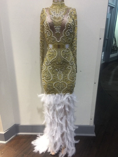 Gold angels crystals dress prom/wedding