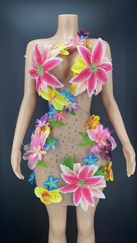 Adam and Eve Flower Dress Pink