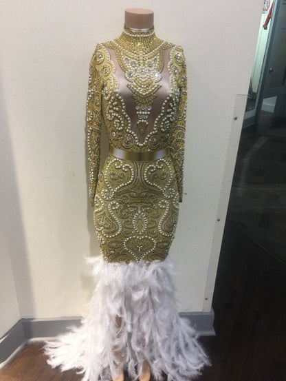 Gold angels crystals dress prom/wedding