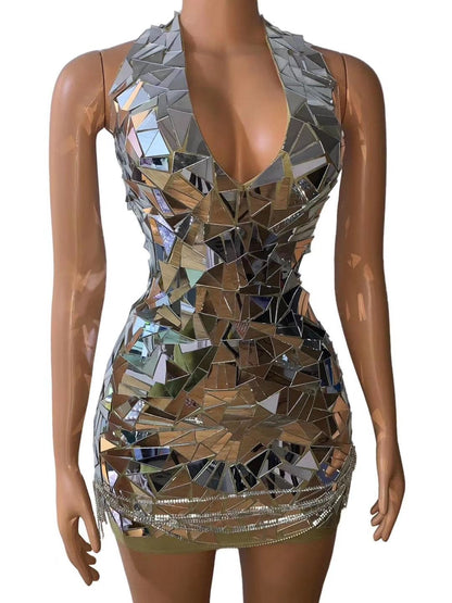 Venus remix Mirror reflection dress silver