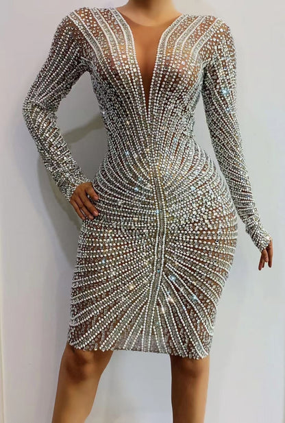 30K Knee Length Dress White and silver Lycra Non See-through Delayed 5 days