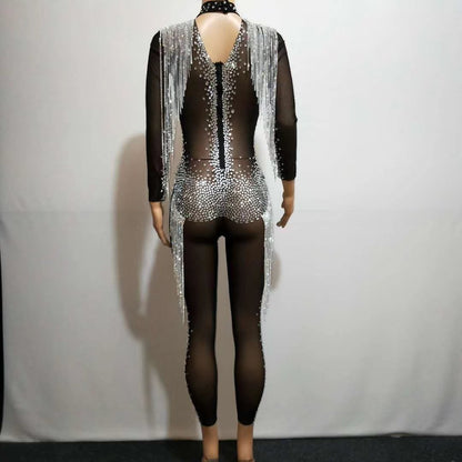 Diamond fringes bodysuit